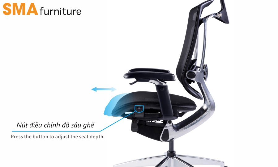 Mâm ngồi ghế công thái học GT Chair Marrit có thể trượt lên tới 5 cm