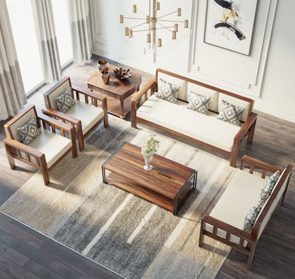 Bộ bàn ghế gỗ phòng khách giá dưới 7 triệu phong cách tối giản