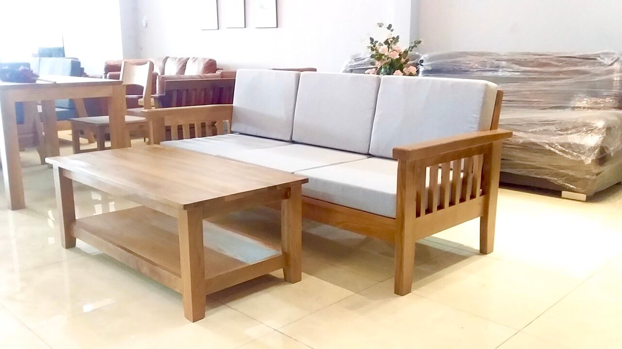 Bộ bàn ghế gỗ sofa hiện đại, tối giản