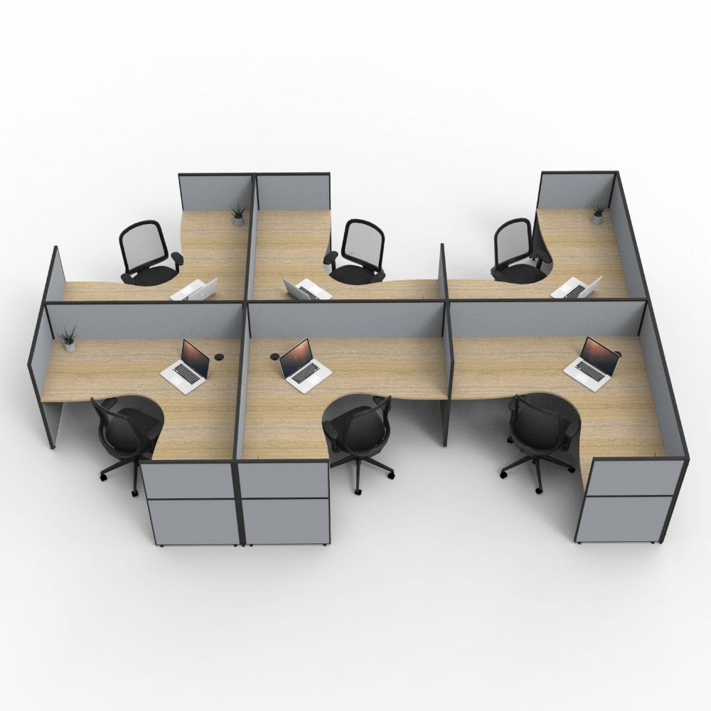 Các mẫu bàn làm việc nhóm 6 người được sử dụng nhiều ở văn phòng có đông nhân viên