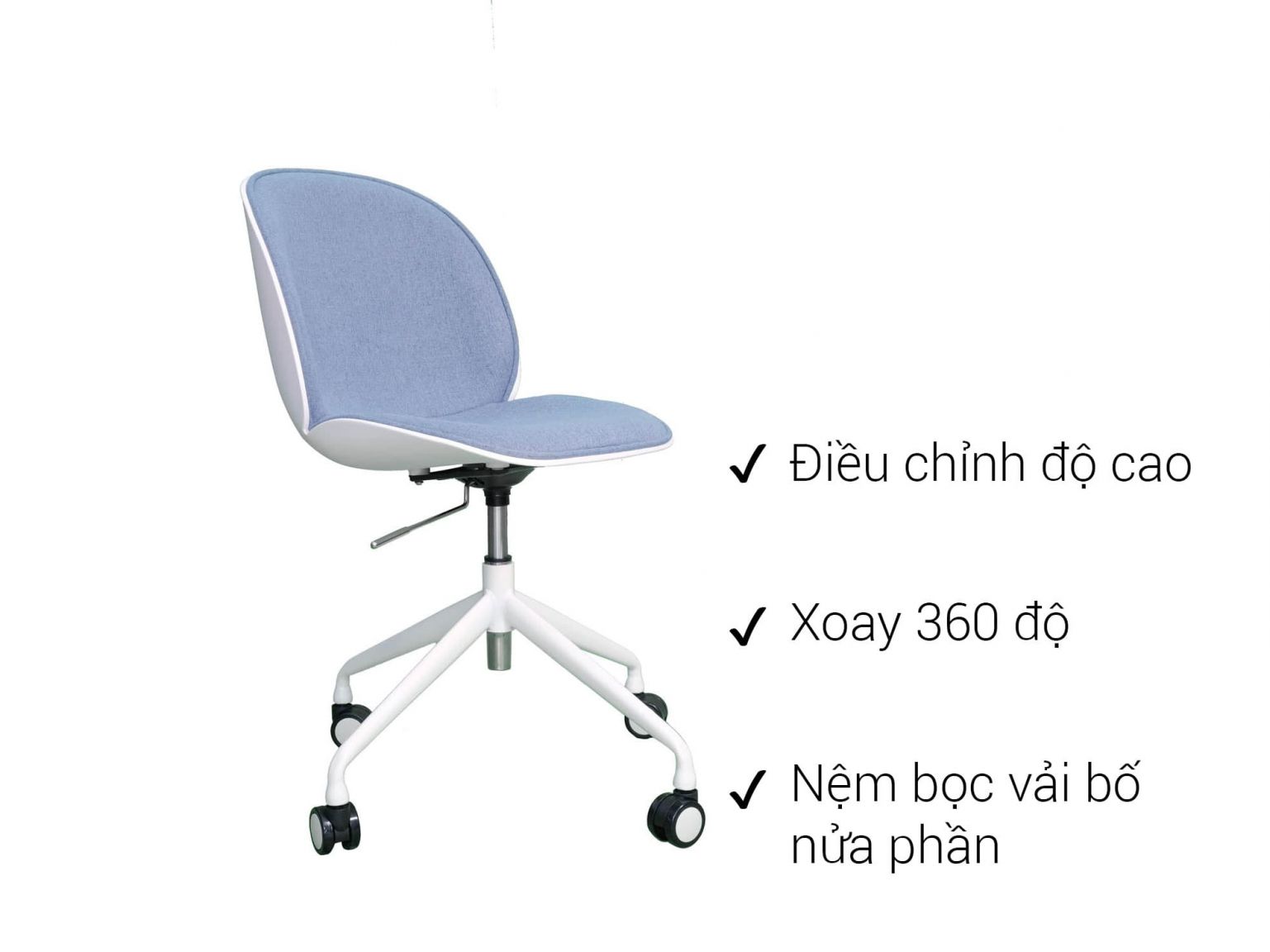 Ghế nhựa cho văn phòng chân xoay có cấu tạo đặc biệt hơn các dòng ghế nhựa thông thường