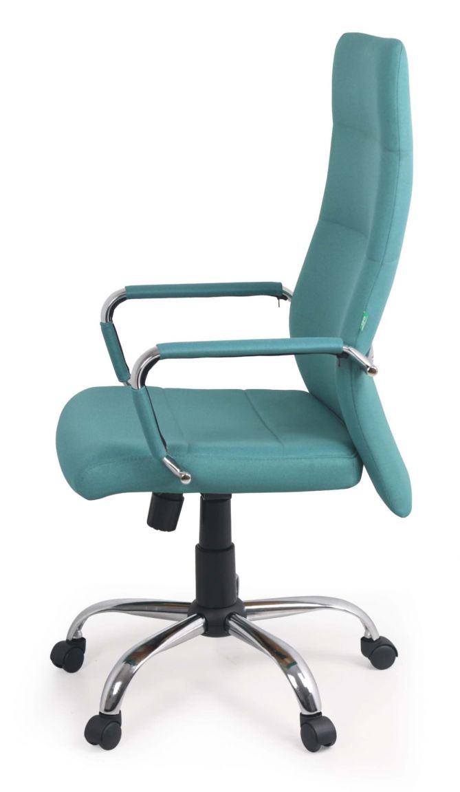 Ghế xanh văn phòng bọc nỉ với điểm nhấn là kết cấu phần chân ghế tạo sự linh động 