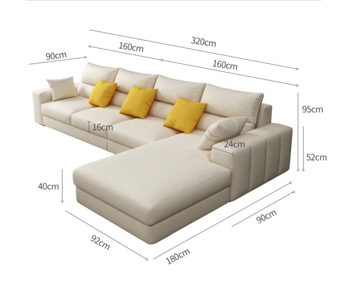 Kích thước sofa hình chữ L 3,2mx2,1m,0,8m