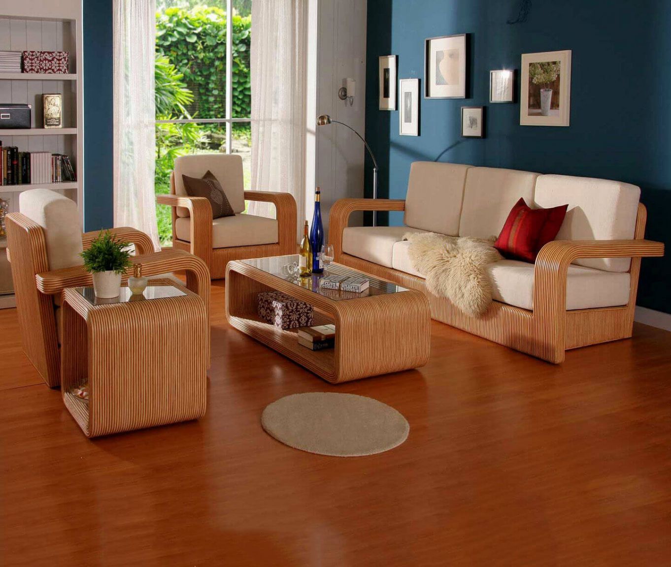 Mẫu bàn ghế gỗ phòng khách cách điệu, hiện đại