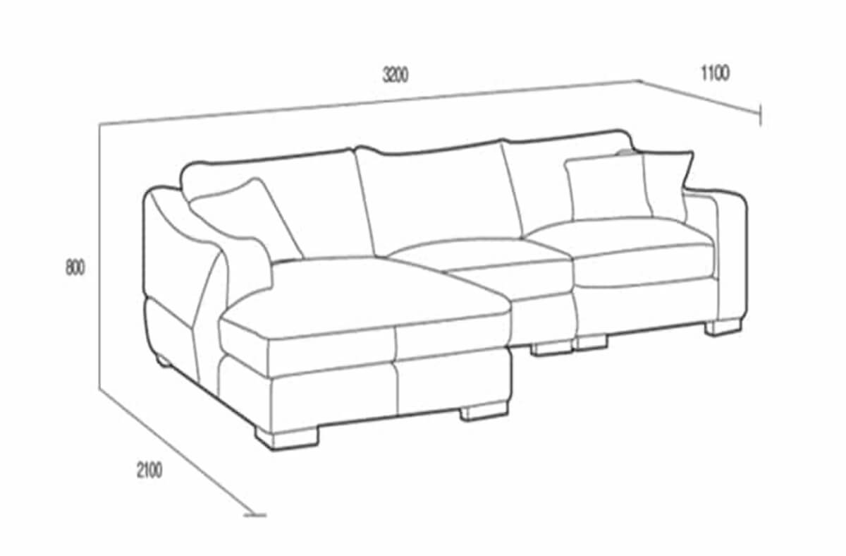 Sofa góc chữ L kích thước 2,8mx1,8mx0,8m