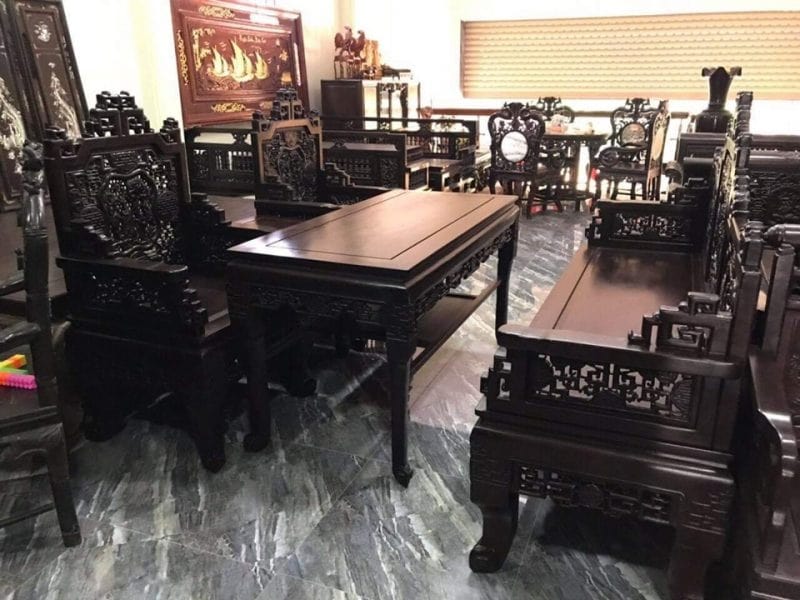 Bộ bàn ghế gỗ phòng khách 7 triệu theo phong cách Trung Hoa