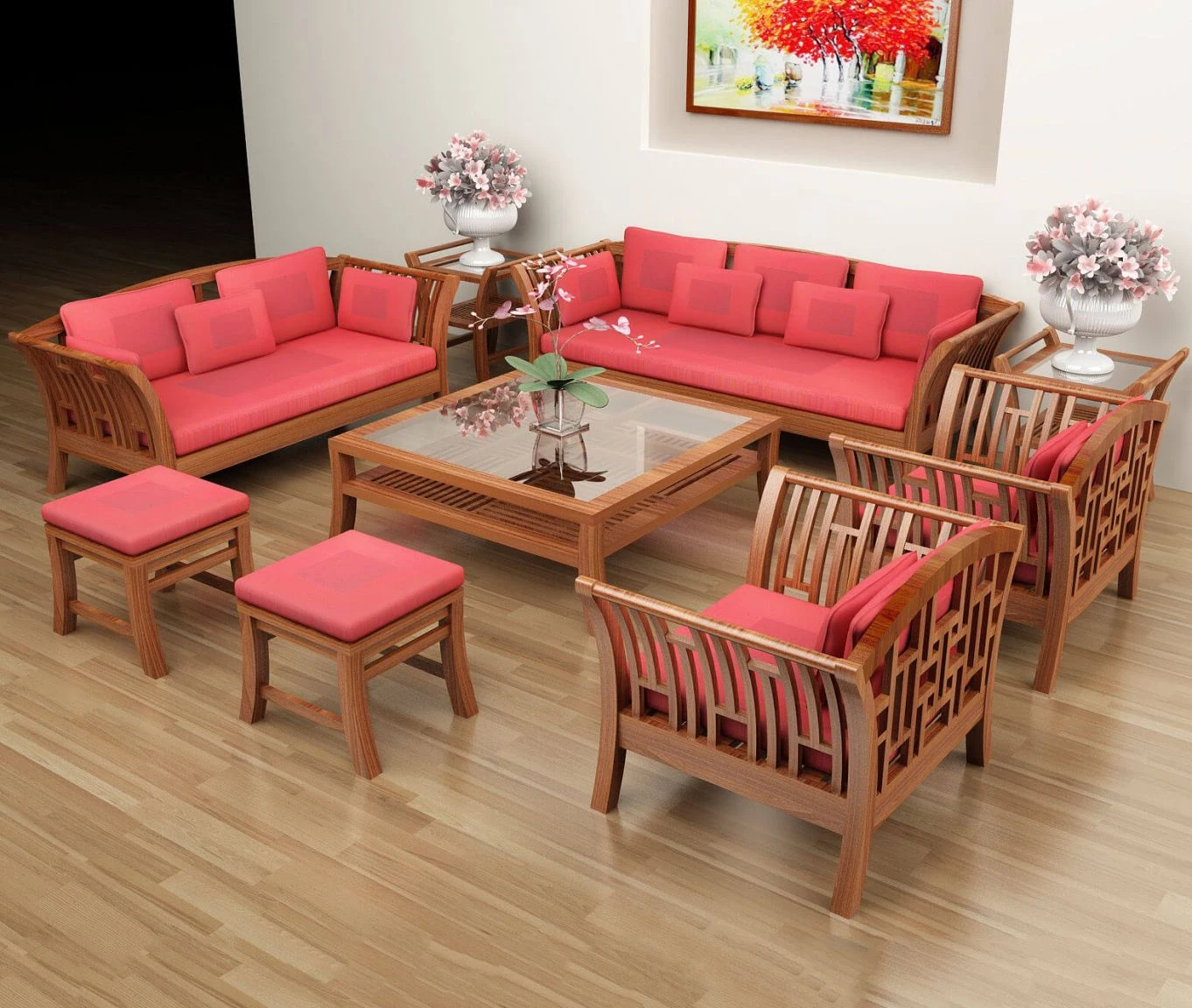 Bộ bàn ghế gỗ phòng khách giá 3 triệu phong cách Trung Hoa đẹp