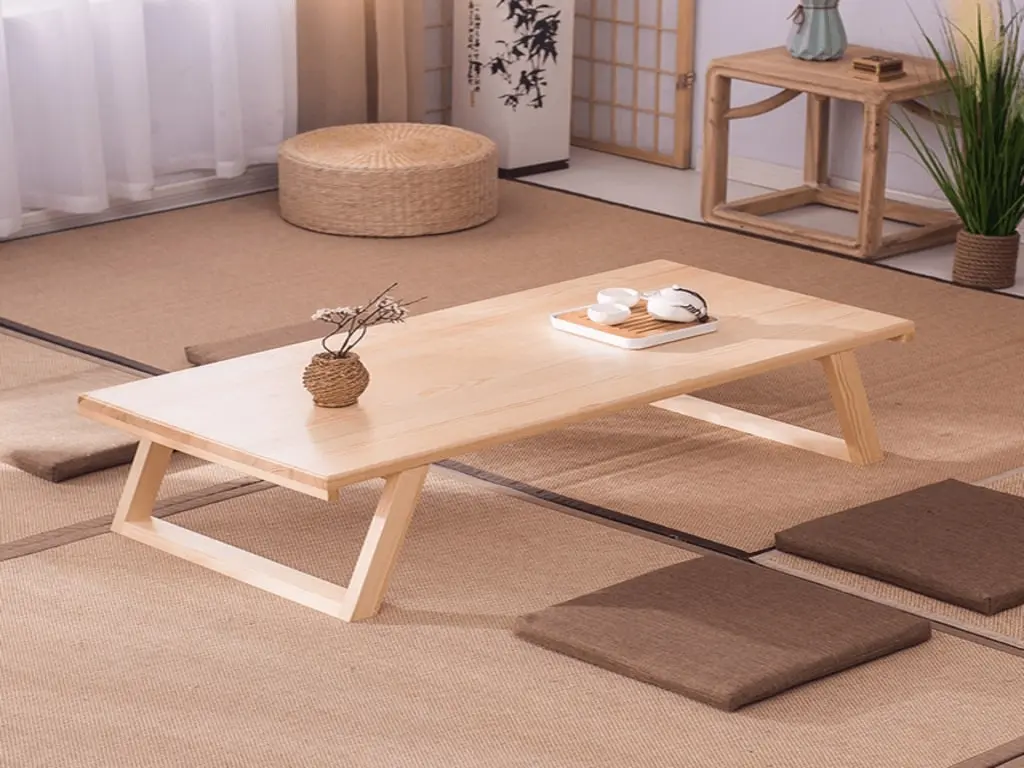 Mẫu bàn ăn thấp kiểu Nhật có thể dựng lên tiết kiệm diện tích cho căn phòng