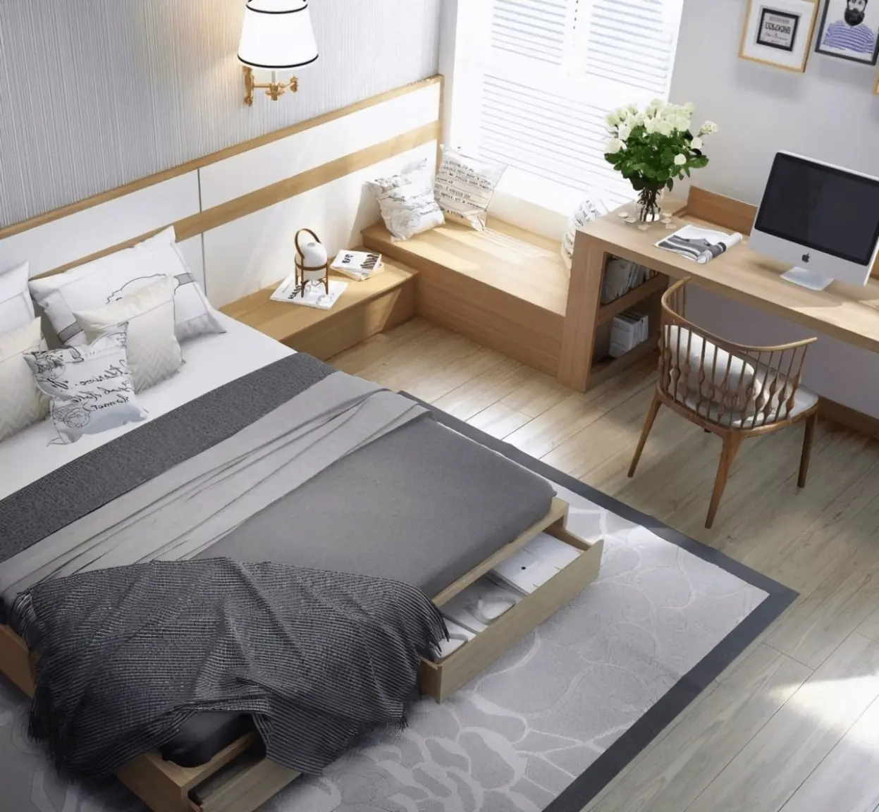 Diện tích phòng ảnh hưởng đến kích thước bàn làm việc trong phòng ngủ
