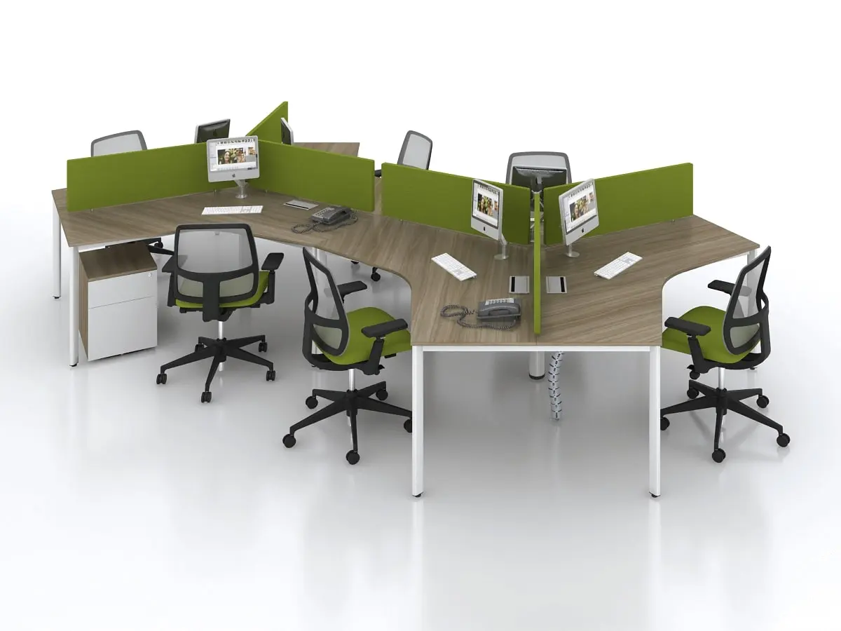 Bàn văn phòng có vách ngăn có 6 chỗ ngồi có thiết kế tối ưu