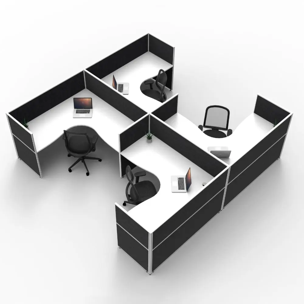Các cụm bàn làm việc 4 người có thiết kế đảm bảo sự riêng tư cho nhân viên