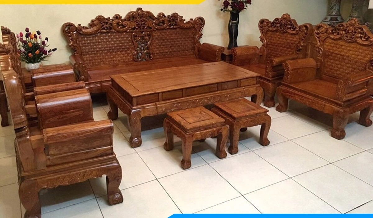 Bộ bàn ghế gỗ phòng khách giá dưới 7 triệu truyền thống