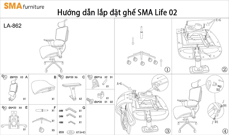 Cách lắp đặt ghế ghế SMA Life 02