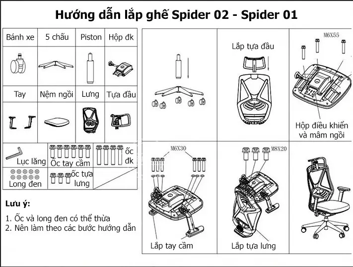 Hướng dẫn lắp đặt ghế Spider 02