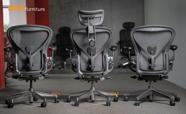 Ghế Herman Miller Aeron, Size B Khung Nhôm - Graphite - Full Option 2023