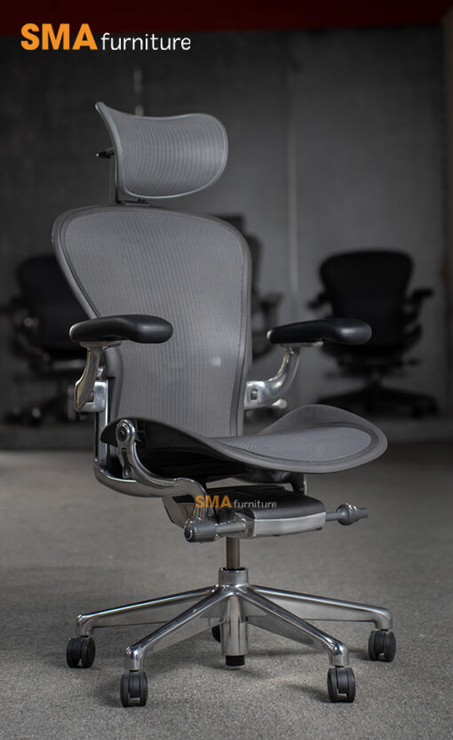 Ghế Herman Miller Aeron, Size B Khung Nhôm - Graphite - Full Option 2023