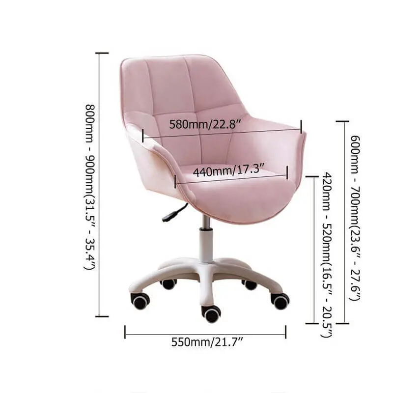 Kích thước của ghế văn phòng màu hồng bọc da