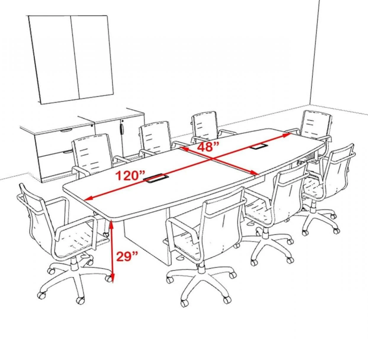Kích thước tiêu chuẩn của các cụm bàn họp văn phòng