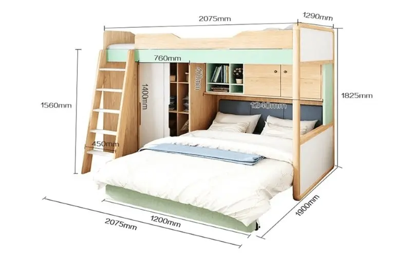 Kích thước giường tầng người lớn có những tiêu chuẩn riêng
