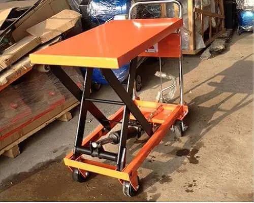 Thiết bị nâng hạ bằng tay 750kg có diện tích mặt bàn 1000x510mm có thể nâng lên độ cao tối đa 1m