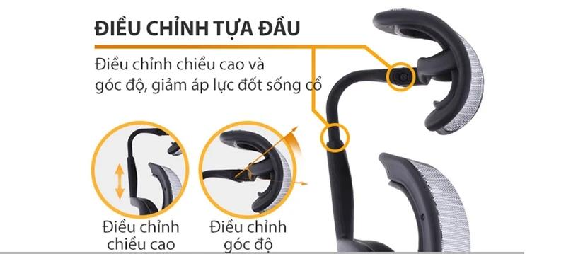 Tựa đầu thiết kế liền với tựa lưng 