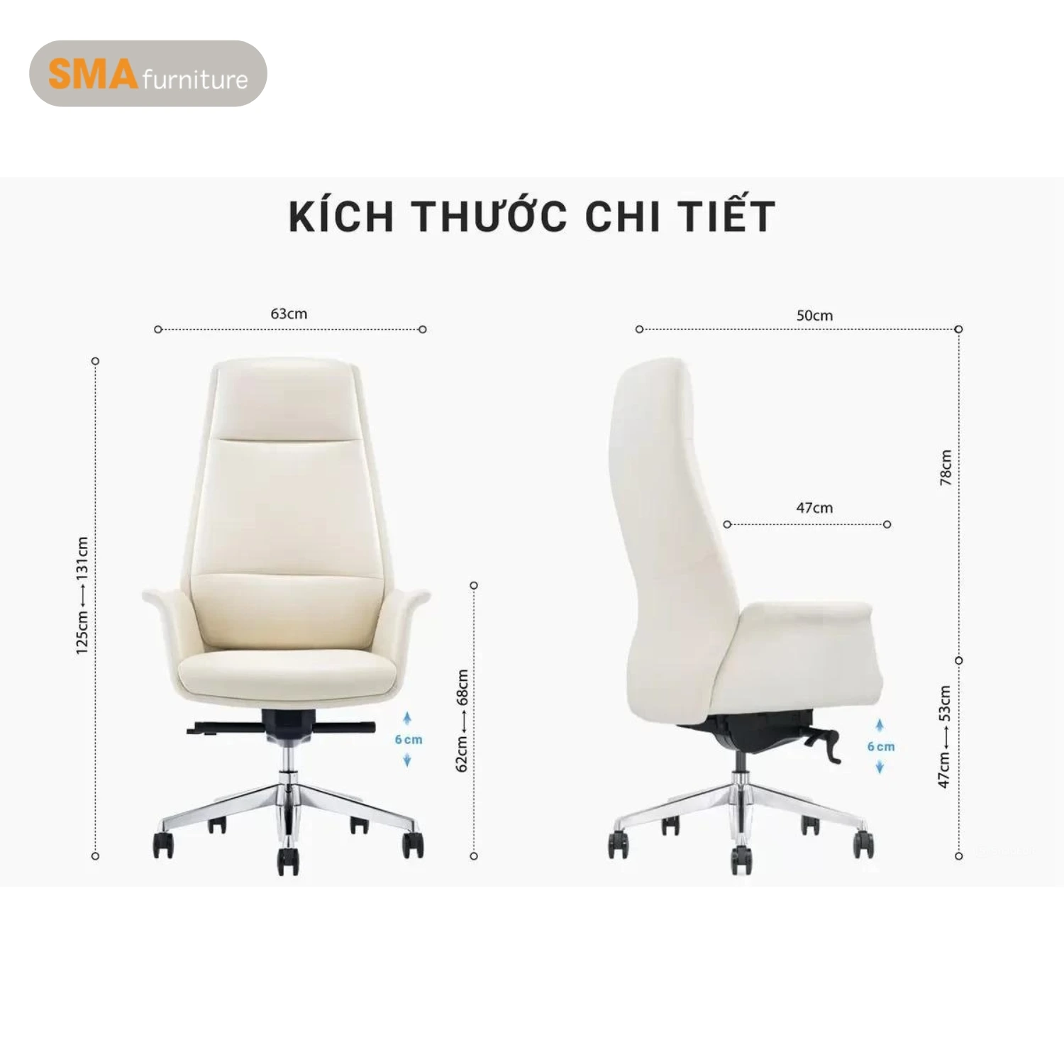 Chân ghế 5 chấu tiêu chuẩn với bánh xe tiêu âm