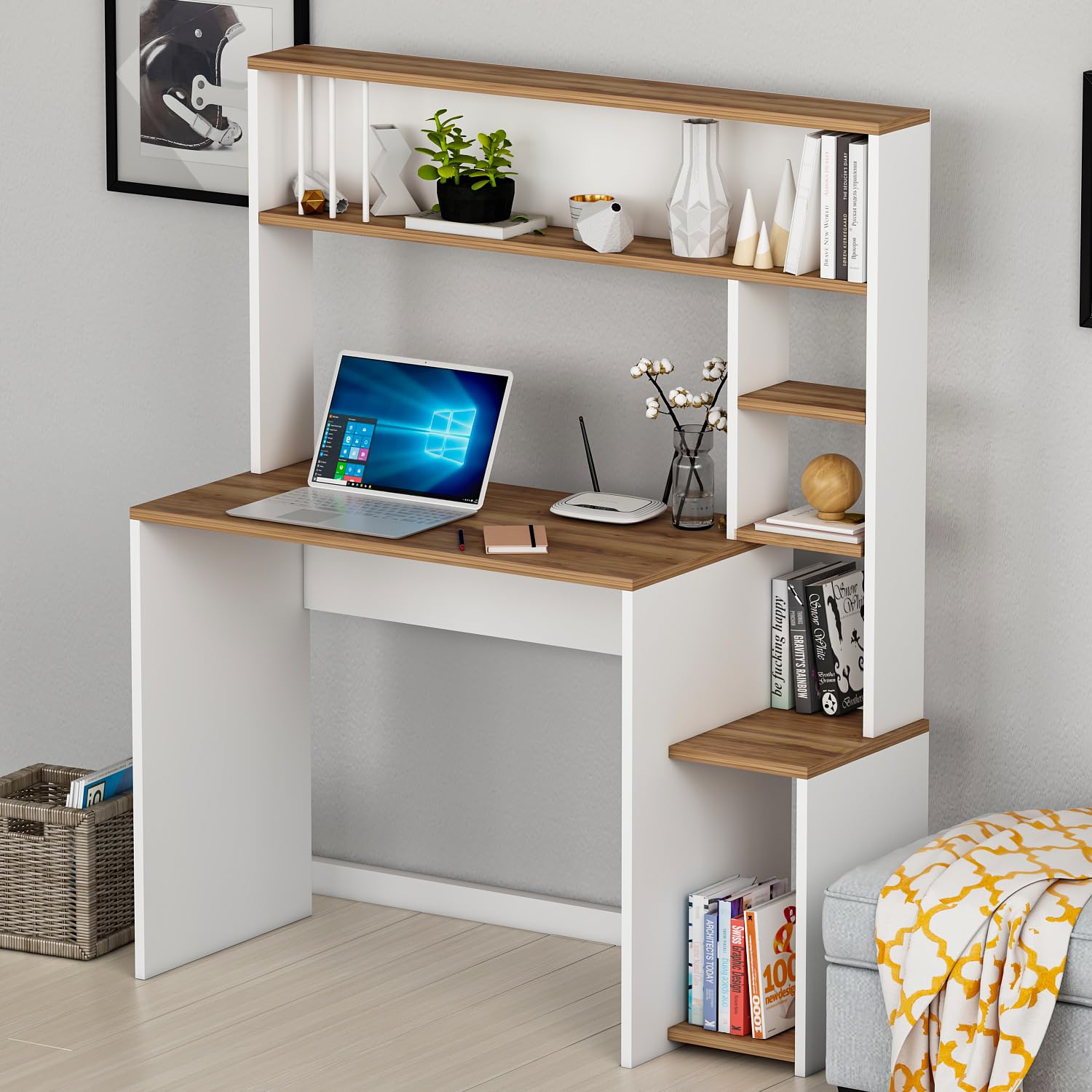 Mẫu bàn làm việc có gác lửng kích thước 80cm nhỏ gọn