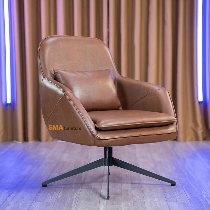 Ghế đọc sách Arm Chair NF9 với da nâu và chân sắt