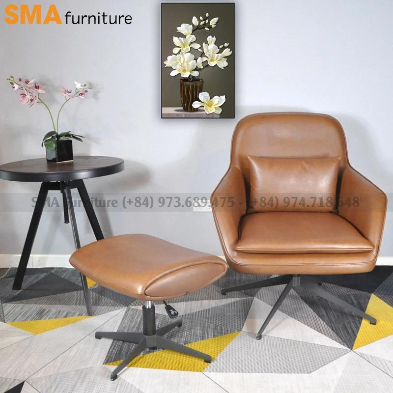 Ghế thư giãn đọc sách Arm Chair NF9 da lộn màu nâu