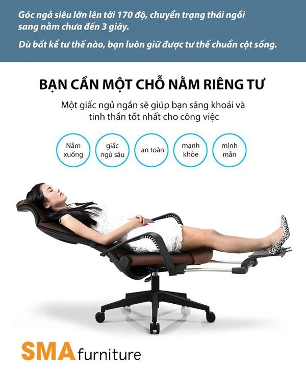 Ghế thiết kế có ngả, được xem là dòng ghế văn phòng đẹp bán chạy nhất hiện nay