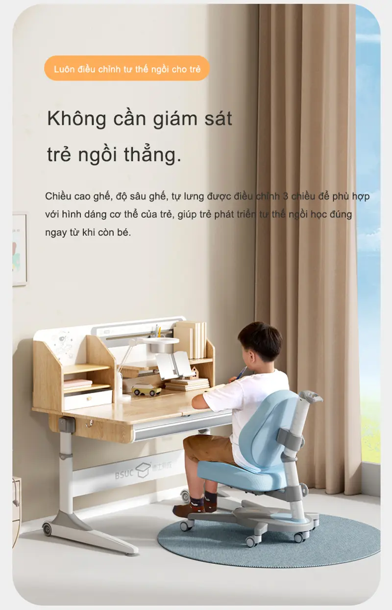 Với các mẫu bàn cho bé tại SMA Furniture thì đều được bo tròn các góc để tránh tổn thương các bé