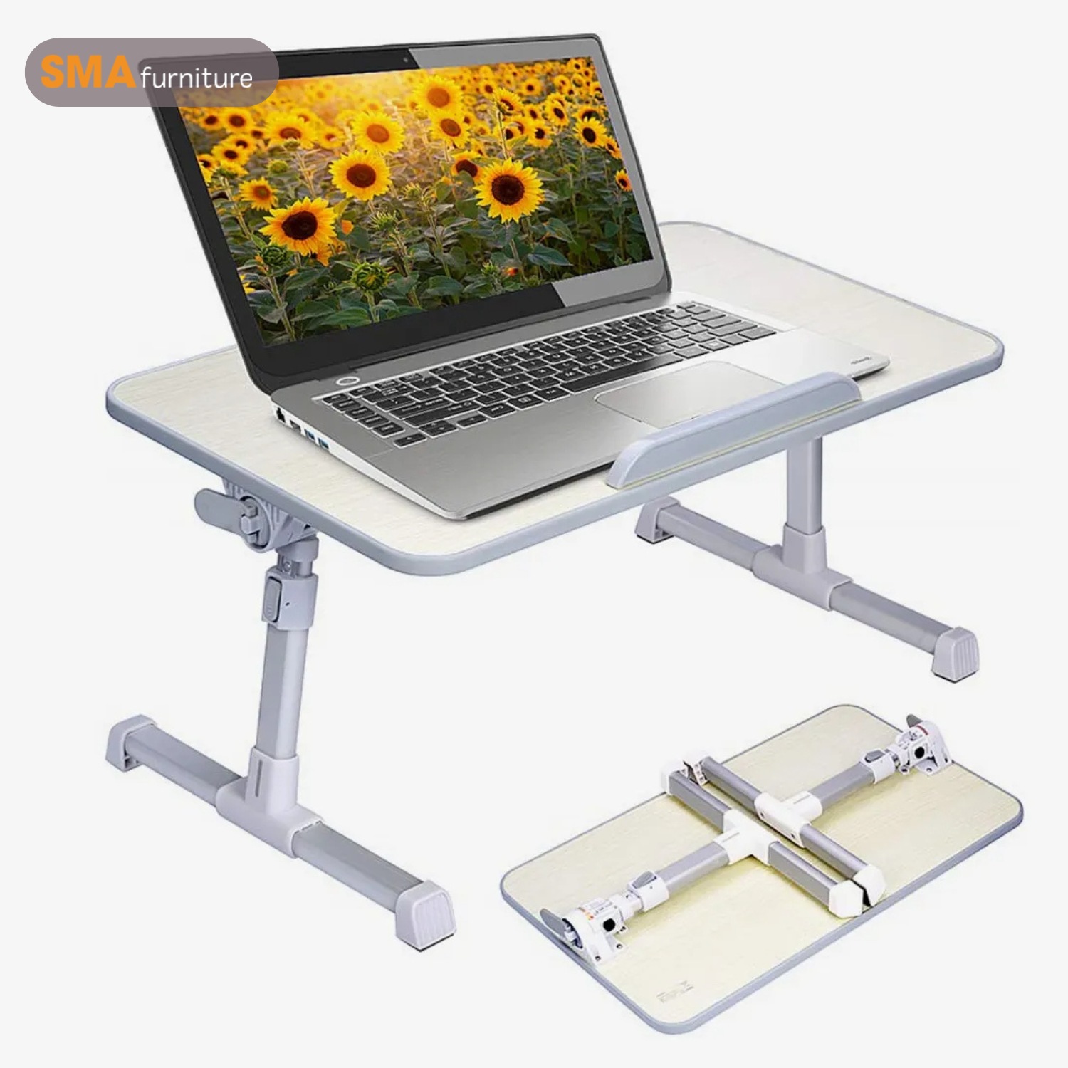 Chân bàn laptop gấp gọn trên giường có nệm cao su êm ái, chống xước