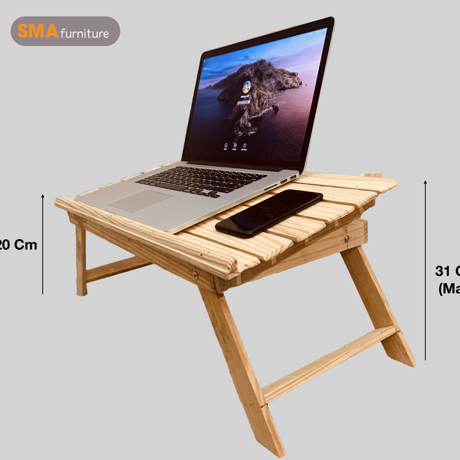 Bàn để laptop trên giường gỗ cao su tự nhiên