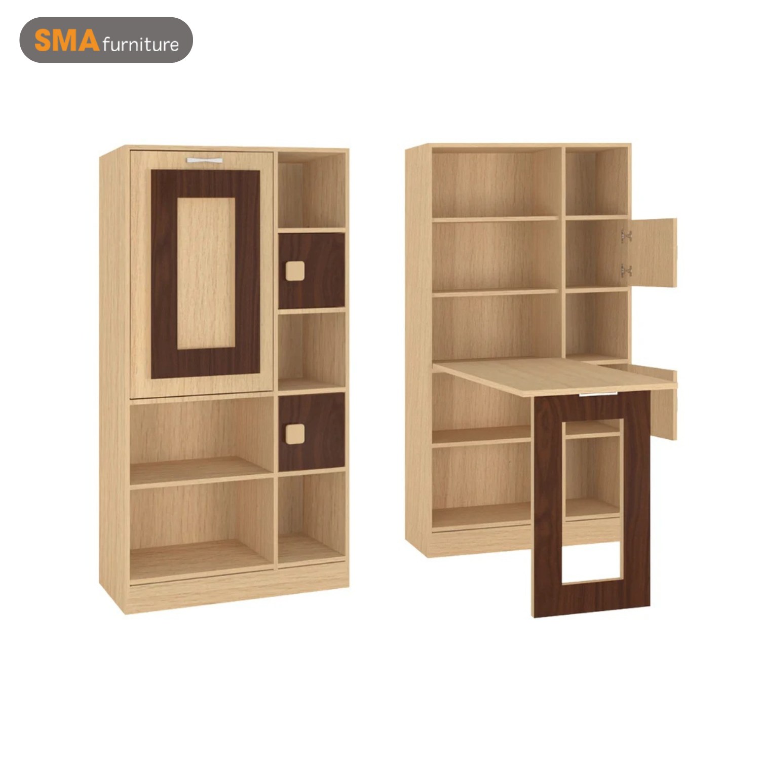 Bàn ghế xếp thông minh có giá sách
