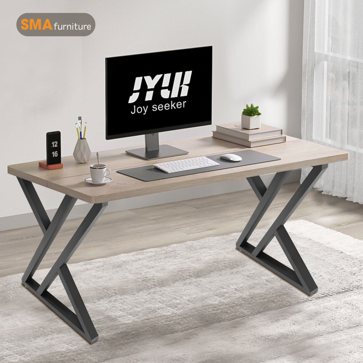 Bàn chân sắt chữ X mặt gỗ công nghiệp