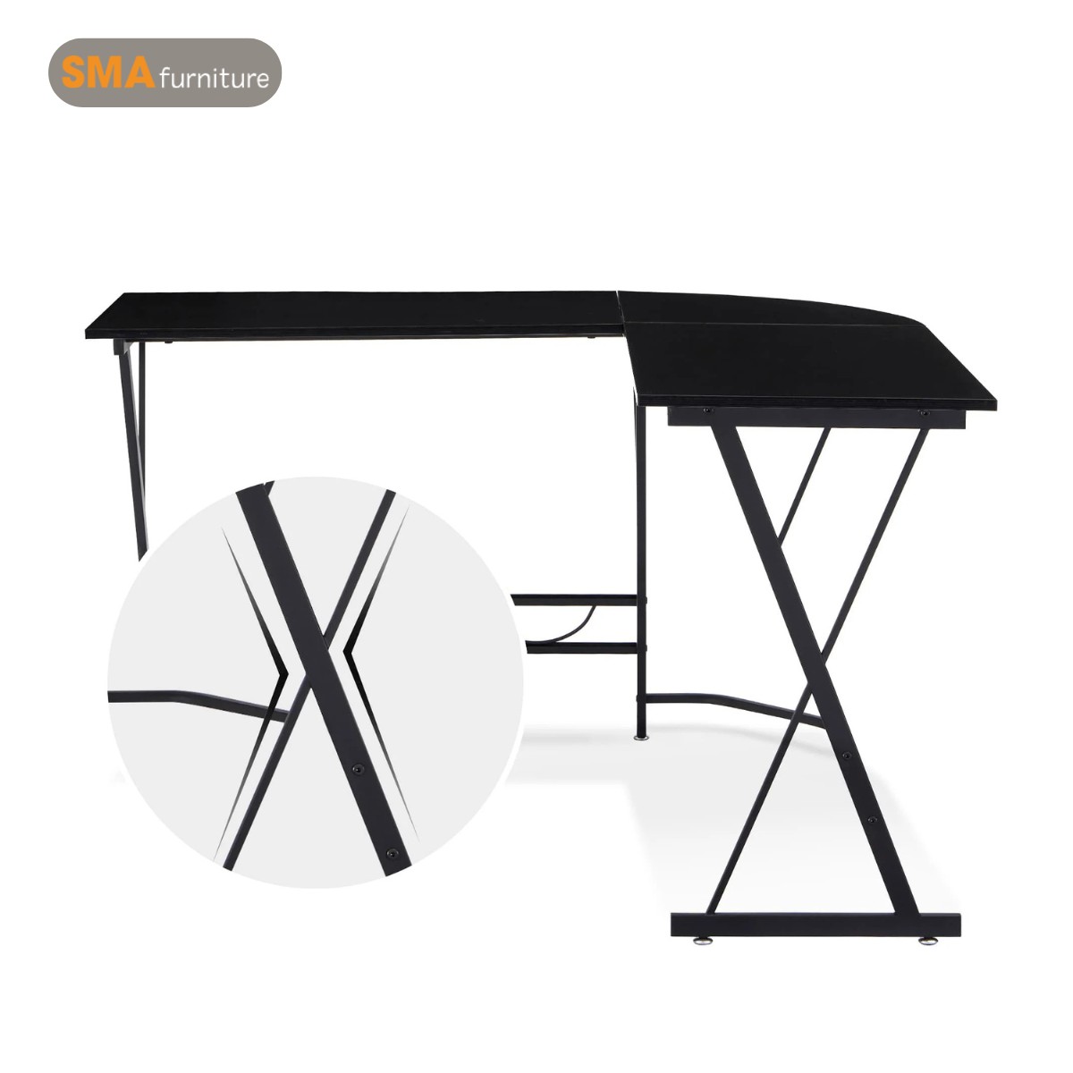 Mẫu bàn chân sắt chữ X kích thước 1m2 cho góc làm việc